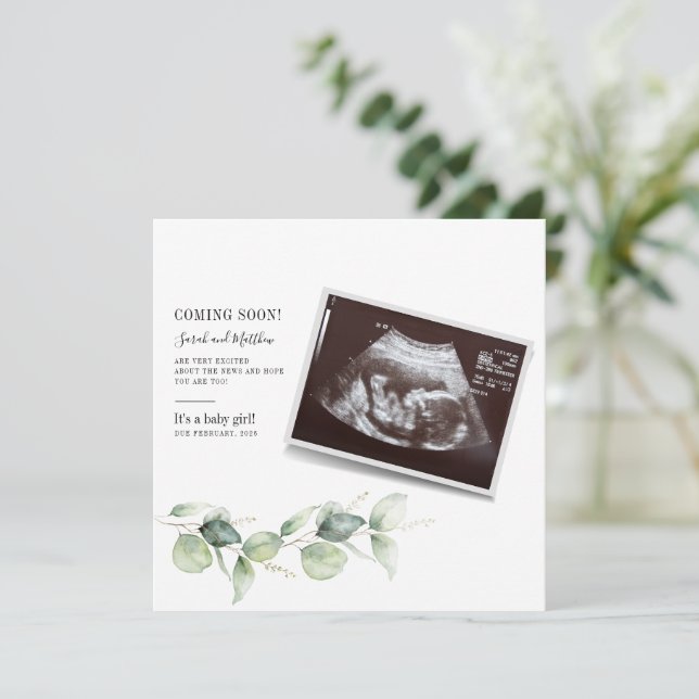 Eucalyptus Baby Reveal Botanical Pregnancy Announcement (Standing Front)