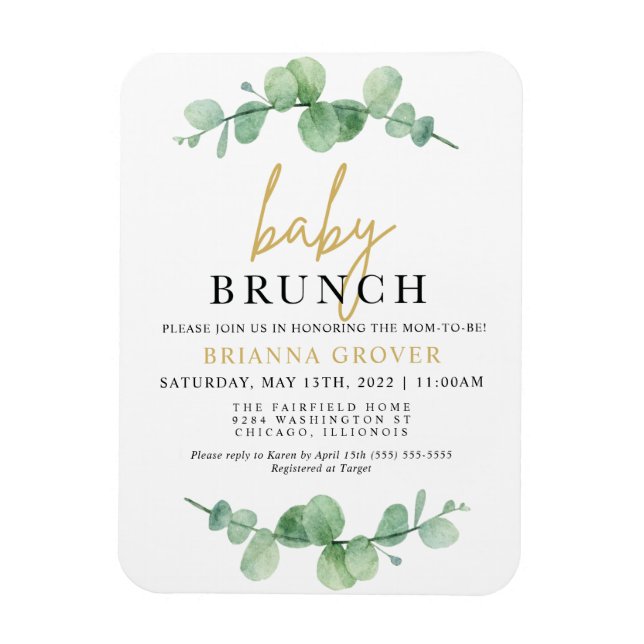 Eucalyptus Baby Shower Brunch Invitation Magnet (Vertical)
