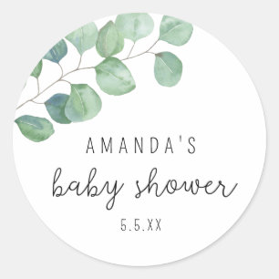 Eucalyptus - baby shower  classic round sticker