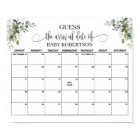 Eucalyptus Baby Shower Guess Due Date Calendar
