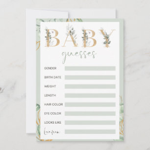 Eucalyptus baby shower guessing game invitation