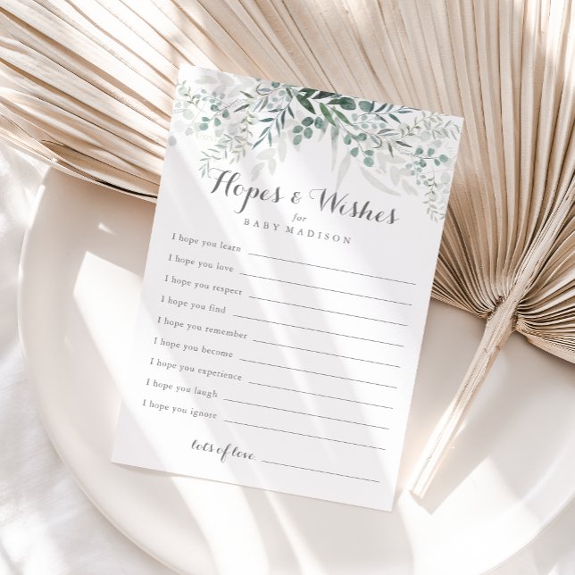 Eucalyptus Baby Shower Hopes & Wishes Card (Creator Uploaded)