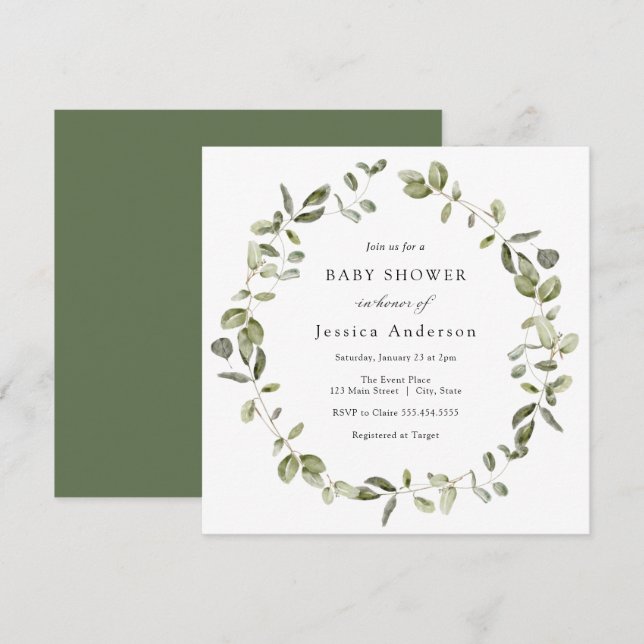 Eucalyptus Baby Shower Invitation (Front/Back)