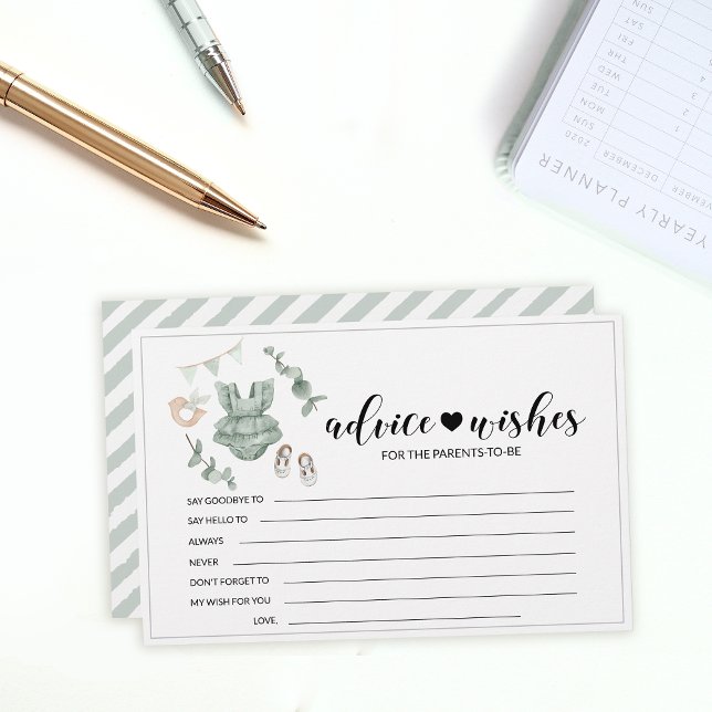 Eucalyptus baby shower parents advice wishes cards (Creator Uploaded)