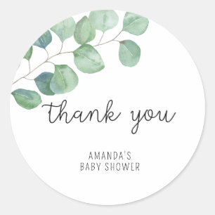 Eucalyptus - baby shower thank you classic round sticker
