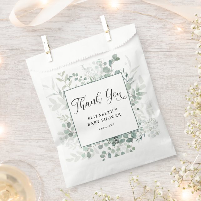 Eucalyptus Baby Shower Thank You Favour Bags (Clipped)