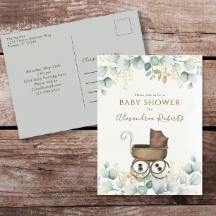 Eucalyptus Baby Shower Watercolor Invitation Postcard