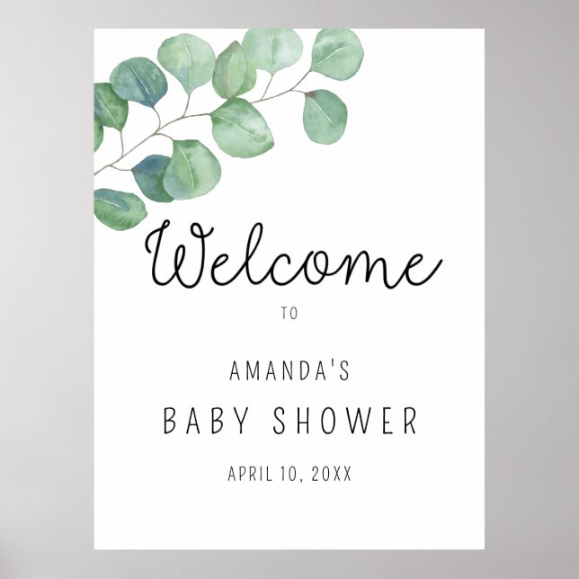 Eucalyptus - BABY Shower Welcome  Poster (Front)