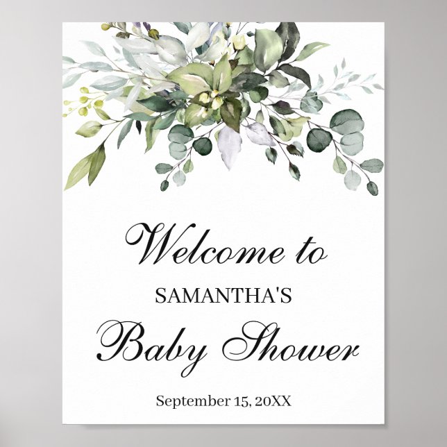Eucalyptus Baby Shower Welcome Poster Sign (Front)