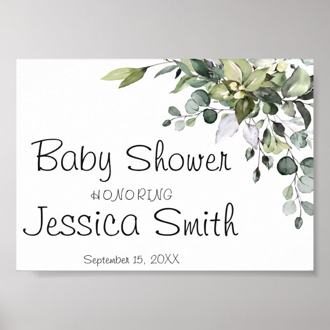 Eucalyptus Baby Shower Welcome Poster Sign (Front)