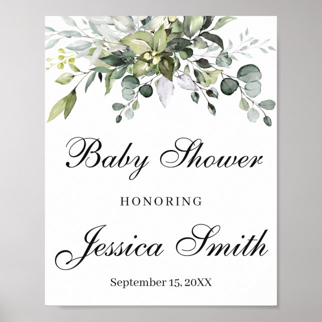 Eucalyptus Baby Shower Welcome Poster Sign (Front)
