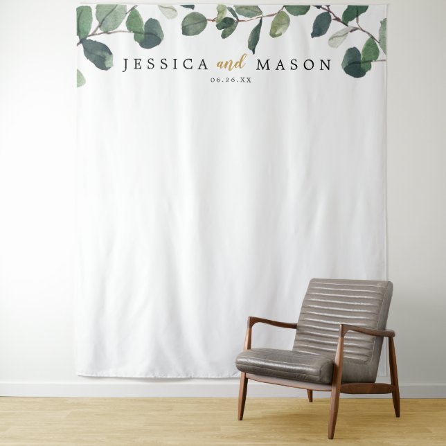Eucalyptus Backdrop Photo Booth Tapestry (In Situ)