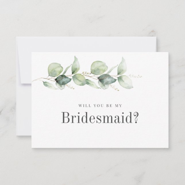 Eucalyptus Be My Bridesmaid Proposal Card (Front)