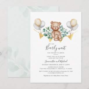 Eucalyptus Bear Botanical Bearly Wait Baby Shower Invitation