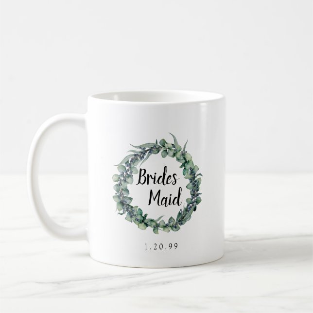 Eucalyptus Berry Botanical Bridesmaid Coffee Mug (Left)