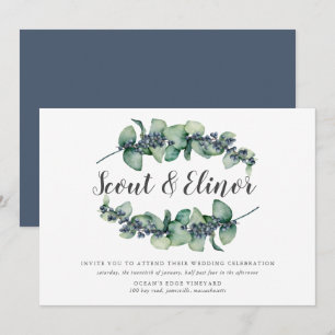 Eucalyptus Berry Minimalist Botanical Wedding Invitation