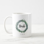 Eucalyptus Berry Wreath Botanical Bride Coffee Mug<br><div class="desc">Botanical design features a eucalyptus wreath entwined with navy blue privet berries. Bride is written in the centre. Your wedding date below. These are also available for bridesmaids, maid of honour, mother of the bride, mother of the groom and flower girl. Buy one for every member of the bridal party....</div>