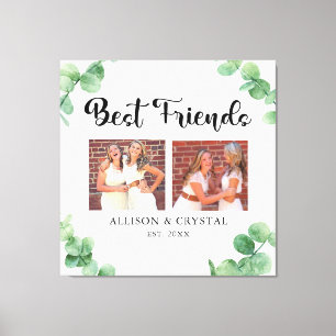 Eucalyptus Best Friends 2 Photo Collage Script BFF Canvas Print