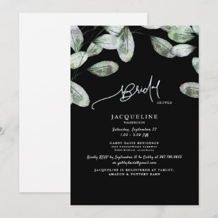 Eucalyptus Black Bride Shower Invitation