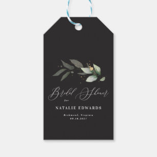 Eucalyptus black gold bridal shower gift tags