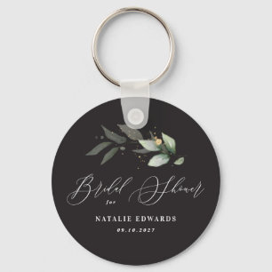Eucalyptus black gold bridal shower key ring