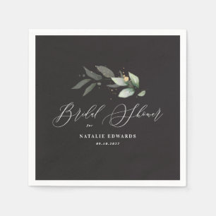Eucalyptus black gold bridal shower  napkin
