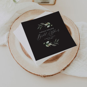 Eucalyptus black gold elegant bridal shower napkin