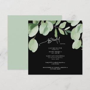 Eucalyptus Black & Green Bridal Shower  Invitation