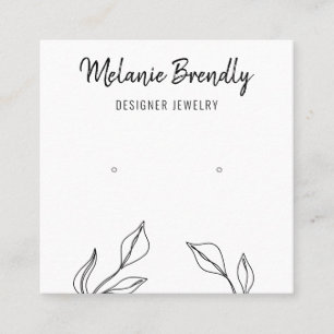 Eucalyptus Black White Jewellery Earring Display  Square Business Card