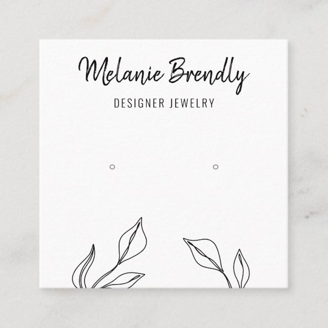 Eucalyptus Black White Jewellery Earring Display  Square Business Card (Front)