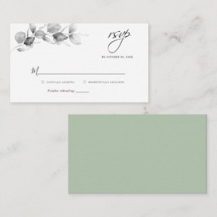 Eucalyptus Black White Wedding RSVP Card
