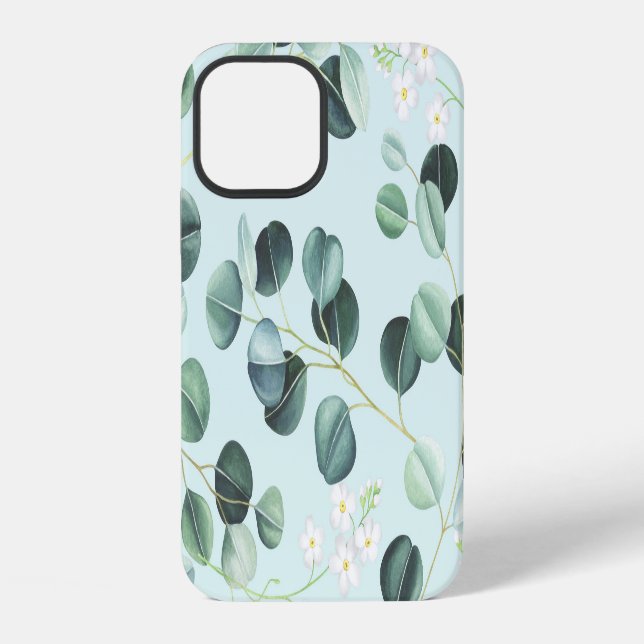 Eucalyptus Bliss: Turquoise Watercolor Pattern. iPhone Case (Back)
