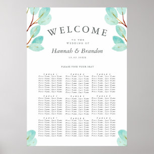 Eucalyptus Bliss Wedding   9 Table   Seating Chart