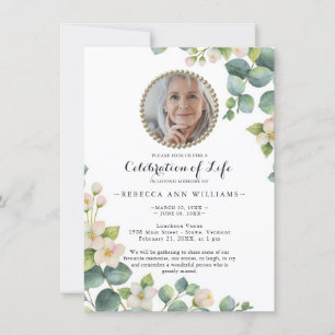 Eucalyptus Bloom Photo Celebration of Life Invitation