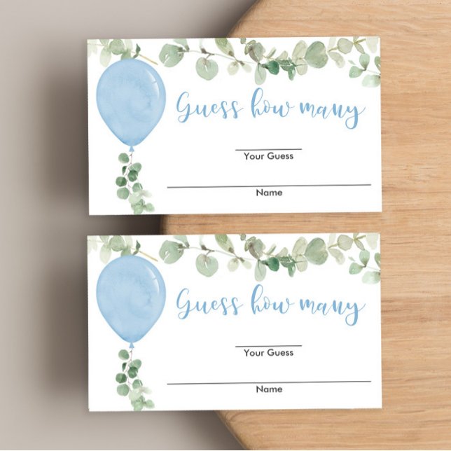 Eucalyptus blue balloon baby shower guess how many enclosure card (Creator Uploaded)