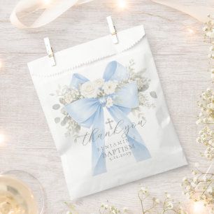 Eucalyptus Blue Bow Baptism Thank you Favour Bags