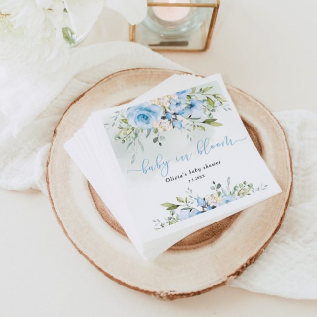 Eucalyptus blue floral baby shower napkins (Creator Uploaded)