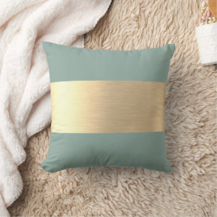 Eucalyptus Blue Gold Foil Rustic Faux Cushion
