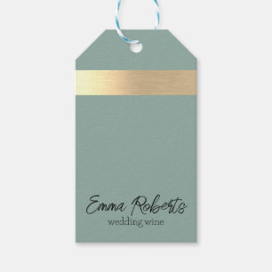 Eucalyptus Blue Gold Foil Rustic Faux  Gift Tags