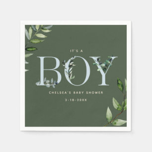 Eucalyptus Blue Green Boy Baby Shower Napkin