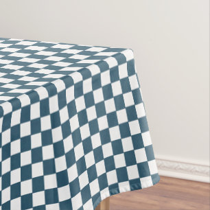 Eucalyptus Blue White Chequered Pattern Home Decor Tablecloth
