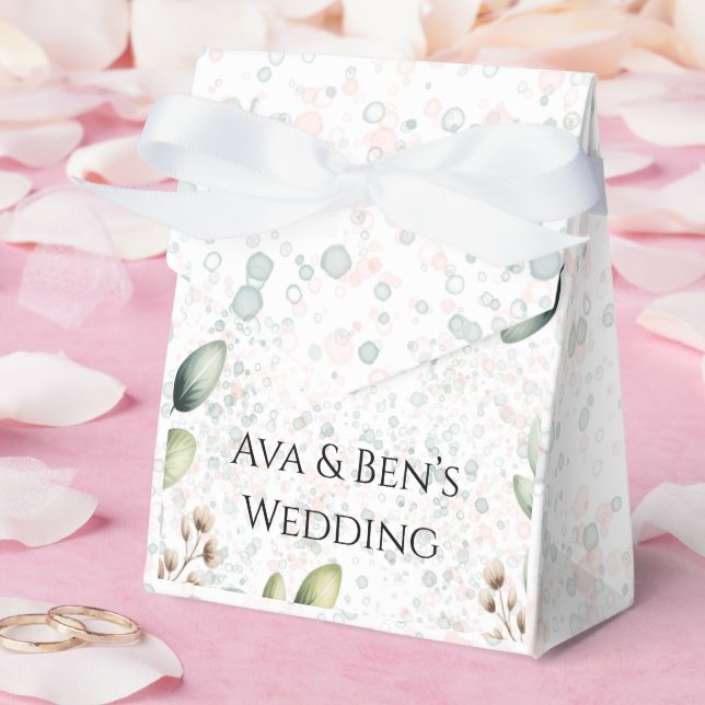 Eucalyptus Blush Alcohol Ink Wedding Favour Box (Wedding)