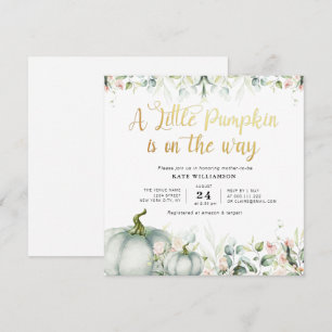 eucalyptus blush floral little pumpkin invitation