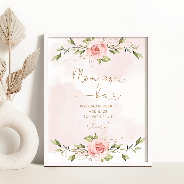 Eucalyptus blush pink floral Mum-osa bar Poster (Creator Uploaded)