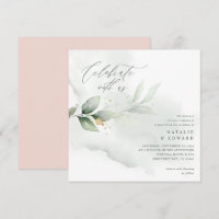 Eucalyptus blush pink gold wedding script etherial