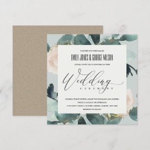 EUCALYPTUS BLUSH ROSE GREY KRAFT FOLIAGE WEDDING INVITATION