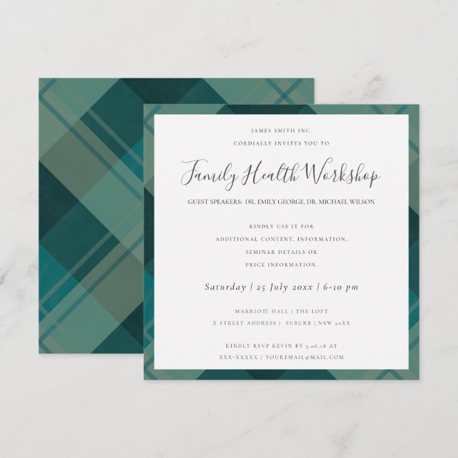 EUCALYPTUS BLUSH ROSE KRAFT BLACK WORKSHOP EVENT INVITATION (Front/Back)