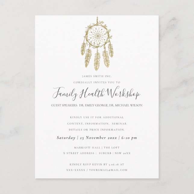 EUCALYPTUS BLUSH ROSE KRAFT PINK WORKSHOP EVENT ANNOUNCEMENT POSTCARD (Front)