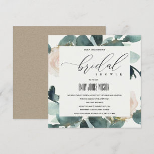 EUCALYPTUS BLUSH ROSE SOFT KRAFT BRIDAL SHOWER INVITATION