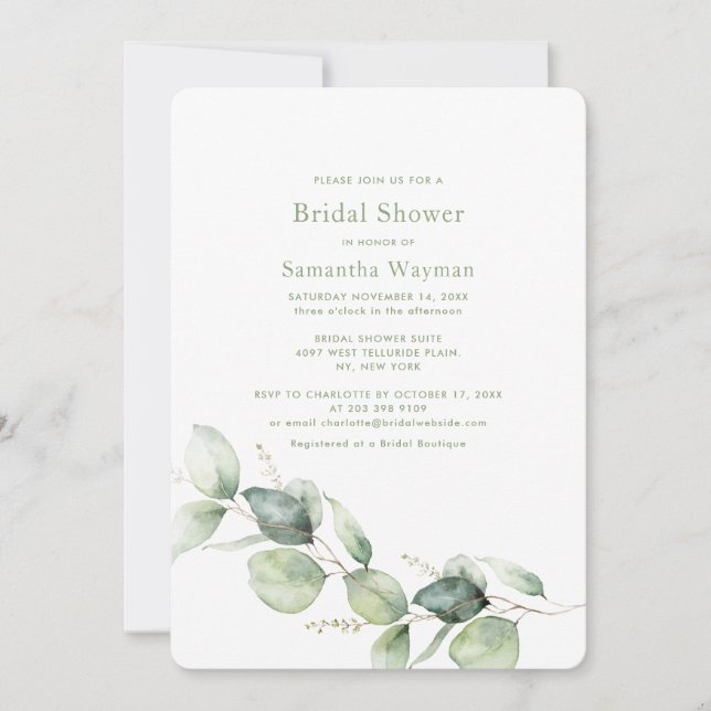 Eucalyptus Boho Greenery Bridal Shower Invitation (Front)